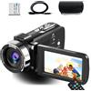 hocan Videocamera HD con fotocamera da 42MP, display HD da 3", hotspot Wi-Fi, ingresso per microfono esterno e autonomia di registrazione di 90 minuti - videocamera facile da usare, ideale per principianti