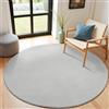 SHACOS Tappeto Rotondo 100 cm, Moderno Tappeto Rotondo Salotto Lavabile in Lavatrice Antiscivolo Tappeti Salotto Pelo Corto Carpet Tappeti Camera da Letto per Soggiorno Uffici, Grigio argento