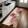 Generic Crema Tappeto Cucina 50 x 180 cm Tulipani Antiscivolo Lavabile Pelo Corto Passatoia Runner Cucina Corridoio Soggiorno Camera