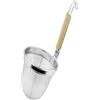 Povanjer Cestello per pasta in acciaio inox a maglia fine con manico in legno, cestino cuocipasta, filtro per la pasta, cucchiaio da cucina, in rete per ragno, cestino per il filtro per la pasta, setaccio