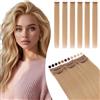 Elailite Extension Capelli Veri Clip Biondi Remy Human Hair Naturali Set da 6 Ciocche Singole con Silk Lace 30cm 33gr per Volume/Mèches (#27 Biondo Scuro)