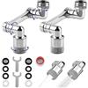 HTBAKOI 2 Pcs Rubinetto Allungabile con Rotazione 360° Prolunga Bagno Cucina Rotante 1440 Gradi Girevole 1080 Snodo per Rubinetto Lavandino Snodabile Estensione Attacco Duotap Adattatore Universale
