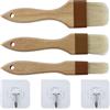 JRSHIRLEYLTD 3 pennelli da cottura, pennelli da cucina, pennelli da barbecue, setole naturali, per cottura a olio, resistenti al calore, con manico lungo in legno, per pasticcini, griglie, carne (2,5/4/5 cm)