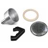 Terryshop74® Kit Ricambi per Moka 2 Tazze - 4 Pezzi con Imbutino, Setino, Guarnizione in Silicone e Maniglia