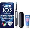 Oral-B iO 3 Spazzolino Elettrico, 1 Testina di Ricambio, Custodia, Nero - 1 Testine di Ricambio per Spazzolino Elettrico, Ricaricabile, Custodia da Viaggio + Dentifricio Oral-B Pro-Expert Sensibilità