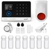 HUXGO, HXA003 Sistema di allarme wireless con 7 sensori di movimento + sirena wireless aggiuntiva, Due moduli: WiFi + GSM, applicazione TUYA Smart, controllo del telefono, SMS, lingua italiana