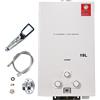 ECUTEE 18L 36KW Scaldabagno a gas di petrolio liquefatto Scaldabagno a gas propano/GPL, Scaldabagno istantaneo senza serbatoio con kit doccia, Per docce da esterno, bianco