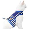 Yizhi Miaow Pettorina per gatti a prova di fuga con guinzaglio grande, regolabile, giacca imbottita per gatti da marinaio, blu navy