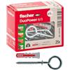 Fischer 25 Tasselli DuoPower con Occhiolo Chiuso, 6 x 30 mm Universali, per Muro pieno, Mattone Forato, Cartongesso, 541745, 25 pz