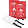 GRIFEMA 2 pezzi Coperta antincendio, 100x100 cm in Fibra di Vetro, Per Emergenza in Casa, Auto, Ufficio, Barbecue, Camino & Magazzino, GA3002