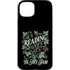 Cottagecore Bookworm Strawberry Graphics Custodia per iPhone 15 Plus Reading Is My Jam Amante dei libri Botanico Fragola Art