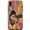 Psychedelic Groovy Custodia per iPhone XS Max Carino Anime Ragazza con Pistola Grafica Psichedelica