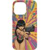 Psychedelic Groovy Custodia per iPhone 14 Pro Max Carino Anime Ragazza con Pistola Grafica Psichedelica
