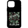 Cottagecore Bookworm Strawberry Graphics Custodia per iPhone 16 Pro Max Reading Is My Jam Amante dei libri Botanico Fragola Art