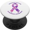 Alzheimer's Disease Mental Health Awaren Memories Matter Alzheimer's Awareness - Nastro viola floreale PopSockets PopGrip Adesivo
