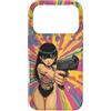 Psychedelic Groovy Custodia per iPhone 17 Pro Carino Anime Ragazza con Pistola Grafica Psichedelica