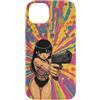 Psychedelic Groovy Custodia per iPhone 14 Plus Carino Anime Ragazza con Pistola Grafica Psichedelica