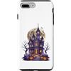 Spooky Season Designs Custodia per iPhone 7 Plus/8 Plus Inquietante Halloween Mansion Guglia Orologio Pipistrelli Luna