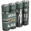 ANSMANN telecamera per animali selvatici batteria ricaricabile Mignon AA LR06 2100 mAh 1,2V Ni-MH, 4 pezzi, ricaricabile, per telecamera osservazione notturna sorveglianza