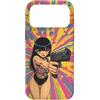 Psychedelic Groovy Custodia per iPhone 17 Pro Max Carino Anime Ragazza con Pistola Grafica Psichedelica