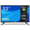 Cello TV 32 Pollici LED HD Ready - Triplo Sintonizzatore DVB-T2/S2/C, Registrazione USB, 3 HDMI, Non Smart TV, Design Compatto