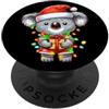 Funny Christmas String Lights Australia Koala che indossa un cappello di Babbo Natale che tiene un regalo carino fiocco australiano Natale PopSockets PopGrip Adesivo