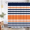 QWRSMYX Tenda da doccia blu navy arancione astratta geometrica striscia moderna contemporanea semplice moda boho metà secolo set da bagno accessori per vasca da bagno tessuto in poliestere con ganci