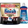Finish Kit Lavastoviglie, 31 Pastiglie Ultimate Plus al Limone contro lo Sporco e i Residui Incrostati e 1 Brillantante al Limone da 500ml