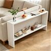 KERIVO Consolle Divano,Consolle Profonda 20 cm,Console per Dietro Divano,Scaffale Portaoggetti Stretto in Legno,Con Ripiani per Soggiorno,Corridoio 150×15×69cm