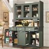 Kebnor Mobile da cucina con illuminazione a LED controllata tramite app, 180 x 120 cm, 3 ante in vetro, grande capienza, verde
