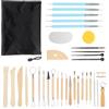 Bafumiu Set di 34 Strumenti per Modellare, Kit per Ceramica con Strumenti per Argilla, Kit di Poterie con Sacchetto di Conservazione, Accessori per Artisti e Principianti