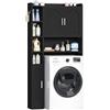 Hzuaneri Mobile Lavatrice,3 Ante, Ripiani Regolabili, 24 x 82 x 170 cm,Nero | Mobile Sopra Lavatrice,2 Armadietti, 5 Scomparti Aperti, Scaffale da Bagno,Moderno Minimalista, LR82006X