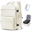 VENATIN Zaino da Viaggio con Sottovuoto, Zaino a compressione sottovuoto, Borse da cabina Ryanair 40x20x25 con sottovuoto con pompa,Bianco
