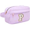 Toozen Borsa per cosmetici per donna Personalizzata Iniziale, Pochette Trucchi Viaggio con Tasca Interna, Trousse Trucchi Organizer Cosmetici, Regalo Compleanno Natale Ideale per Donne Ragazze Amic Viola P