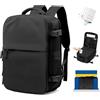 SEAFEW Zaino Easyjet Sottovuoto Bagaglio a Mano Donna Zaino da Viaggio Borse da Cabina per Easyjet Uomo per Laptop 15.6 Pollici Trekking Casual Daypack,F01-Nero