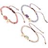 IMIKEYA 3 pezzi Braccialetti di Cristallo Sfaccettato Verde Viola e Rosa Design Intrecciato Artigianale Bracciali di Moda per Donna e Ragazza Elegante Ornamento di Bambola