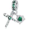 YOUFENG Jewellery Ciondolo a forma di croce in argento, adatto per braccialetti Pandora, corona di compleanno, ciondoli pendenti, gioielli regalo per donne, Zirconia cubica