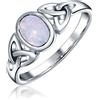 Bling Jewelry Anello Infinito Con Nodi D'Amore Della Trinità Celtica Triquetra Con Pietra Arcobaleno Di Luna Per Donne Adolescenti Banda Da 1 MM In Argento Sterling .925 Pietra Di Nascita Di Giugno