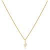 DeScount Delicata collana di perle da donna, semplice collana con ciondolo di perle, collana da damigella d'onore, regalo di nozze, collana a catena placcata oro 18 carati, Acciaio inossidabile, Perla