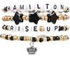Fakcrkun Set di 4 braccialetti musicali Hamilton, eleganti Hamilton Merch, regali per gli amanti della musica, braccialetto nero oro con scheda, accessori per concerti e appassionati di teatro