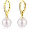 ZDaoBen Orecchini Perle Donnain Argento Sterling 925 Leverback Orecchini Pendenti Perla Zrconi Diamantati Perle Gioielli Regali per Donne 10 mm Placcato in oro