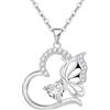 Tusuzik Collana Donna Argento 925 Collana Cuore Farfalla Aprile Birthstone Necklace Idee Regalo Gioielli Donna per Mogile/Sorella/Amiche Regali Anniversario Compleanno Festa della Mamma Valentin's Day