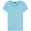 EMPORIO ARMANI T-Shirt da Donna con Scollo a V con Borchie Essenziali Blu S