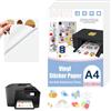 AOOTE 12 Fogli Carta Adesiva Stampabile, 297 x 210mm Vinile Carta Adesiva per Stampante A4, Bianco Opaco Etichette Adesive Stampabile, per Stampanti Laser e a Getto D'inchiostro
