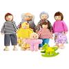 Watme Felice Famiglia di Bambole di Legno Set di 7 Pupazzi Flessibili