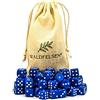 Waldfelsen 6, 12, 20, 30 o 50 Dadi Dimensioni Standard 16 mm Dadi in Acrilico per Puzzle Gioco Cubi Dadi a 6 Lati Accessori da Gioco a Sei Lati Set con Sacchetto in Tessuto (Blu, 50 Pezzi)
