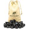 Waldfelsen 6, 12, 20, 30 o 50 Dadi di Alta Qualità Dimensioni Standard 16 mm Dadi in Acrilico per Giochi Puzzle Cubi da 6 Lati Accessori da Gioco a Sei Lati Set con Sacchetto in Tessuto (Nero, 50
