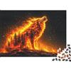 KQJZXNHPGR Lupo di Fiamma Puzzle per Adulti Puzzle 1000 Pezzi Foresta Carta Relax Concentrazione Regalo 38x26cm/1000pcs