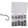 FortunateSweet Set di 500 ganci larghi in acciaio al carbonio senza ardiglione, per pesca alla carpa, con occhi curvi (100 per scatola)