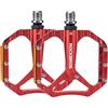 ROCKBROS Pedali per Bici MTB in Alluminio, Antiscivolo e Leggeri, Pedali Flat con Riflettori, Asse 9/16, con Cuscinetti a Sfere Sigillati, Accessori Universali per Bici da Corsa, BMX, Rosso